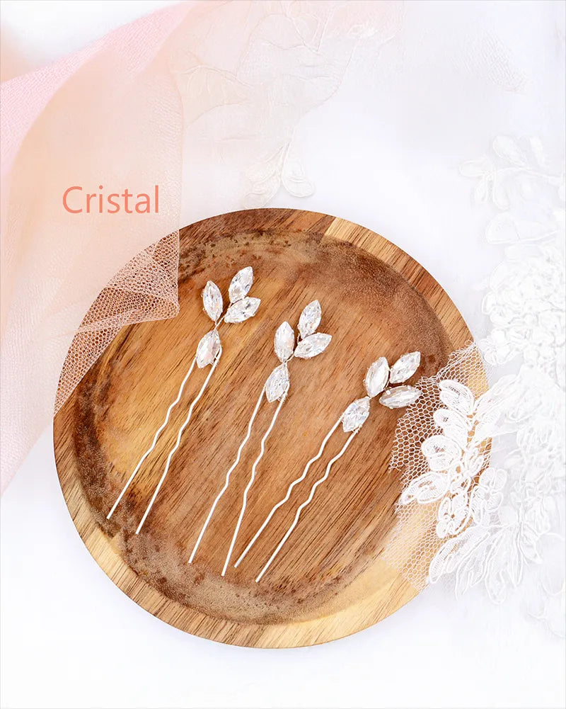 Pics à chignon mariage – modèle Liam  blanc cristal

