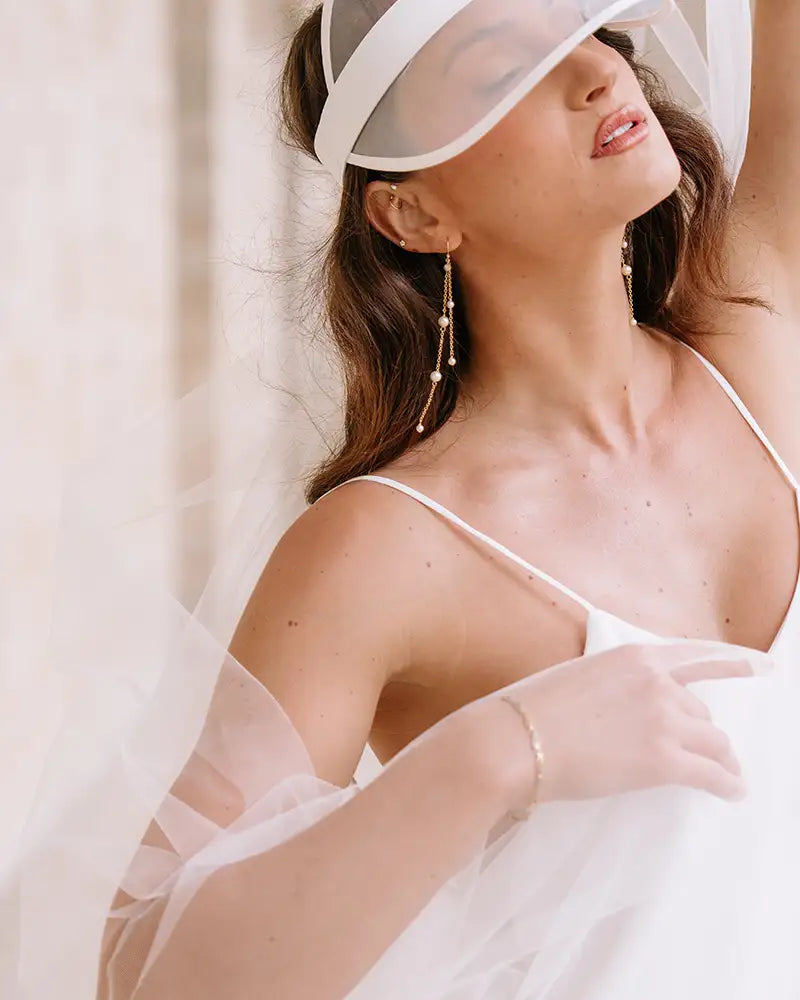 Boucles d'oreilles mariée Perles pendantes - Atelier Sarah Aime