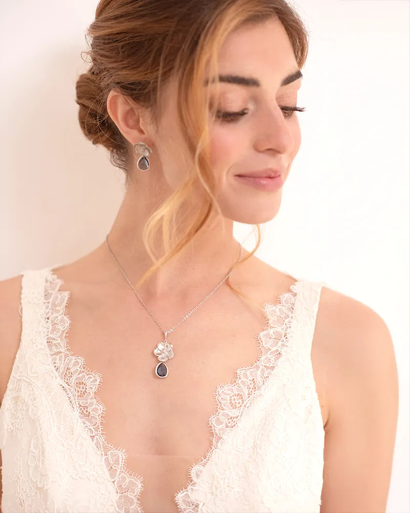 Collier mariée Euridice Bleu - Atelier Sarah Aime