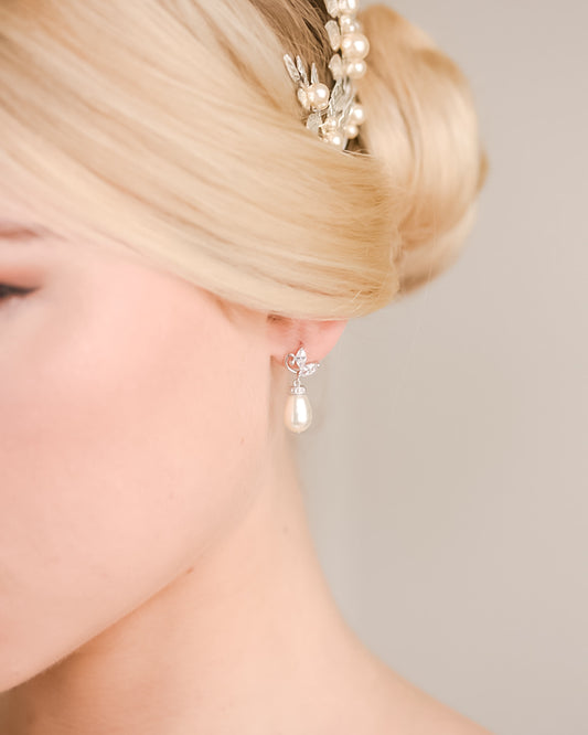 Boucles d’oreilles mariée kate perle– création française Atelier Sarah Aime