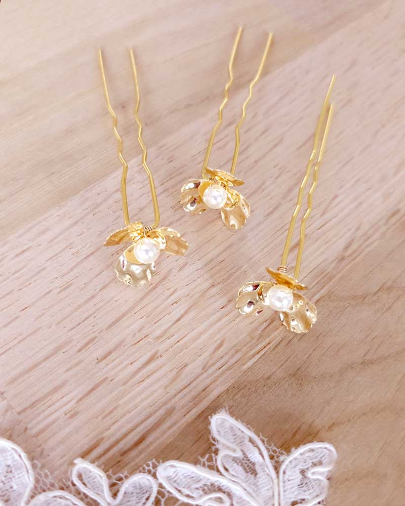 Pics à chignon mariage – modèle Lilith, création française Atelier Sarah Aime