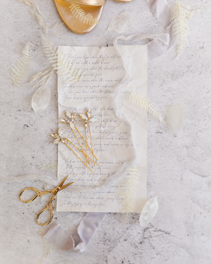 Pics à chignon mariage – modèle Liam  blanc opale

