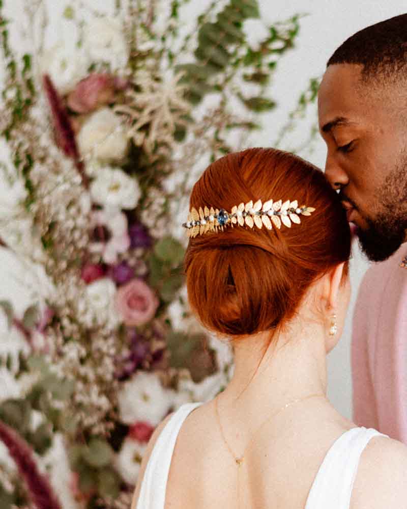 Peigne de mariée bleu