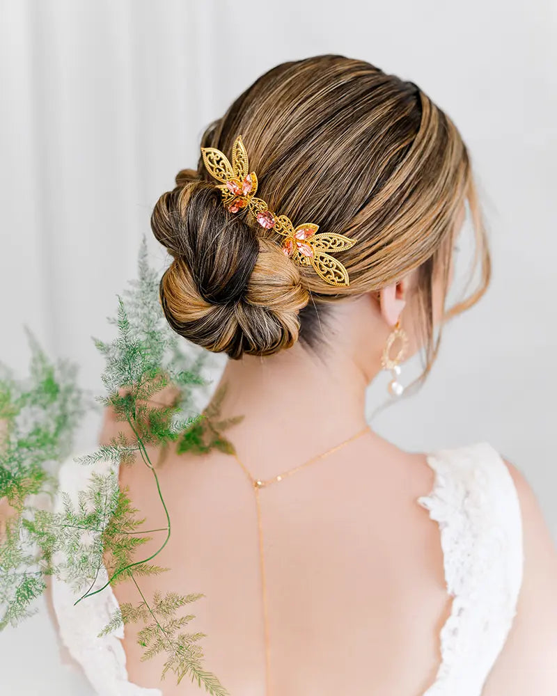 Peigne mariée romantique doré 