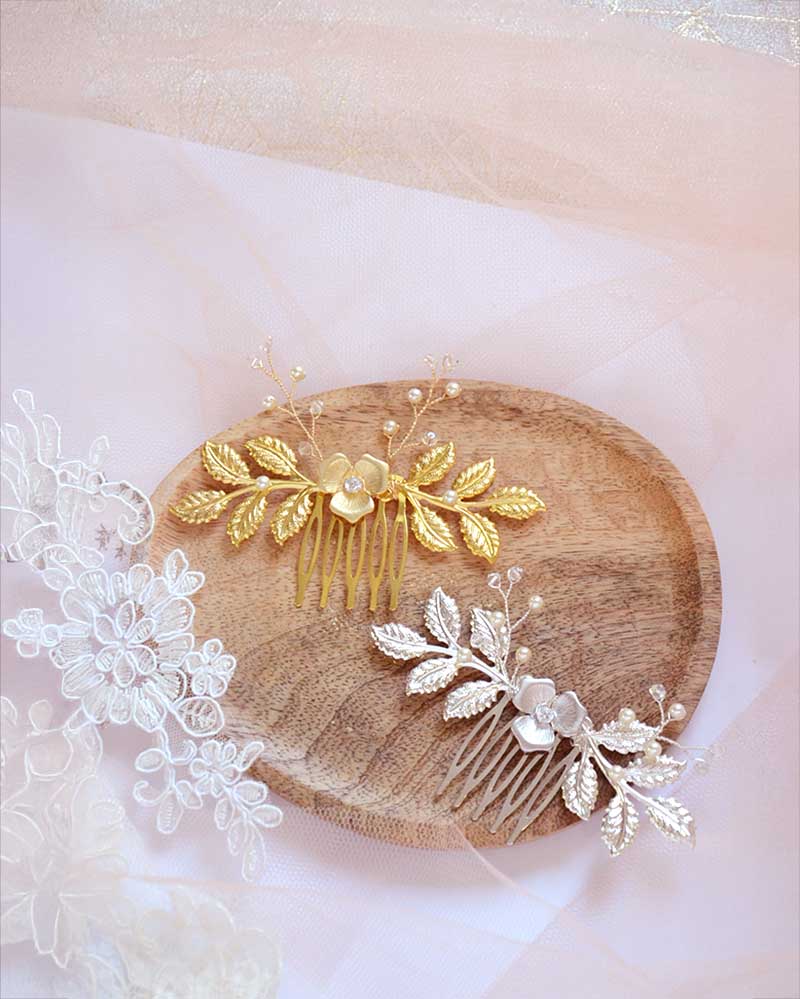 Peigne de mariée – modèle Juline, création française Atelier Sarah Aime