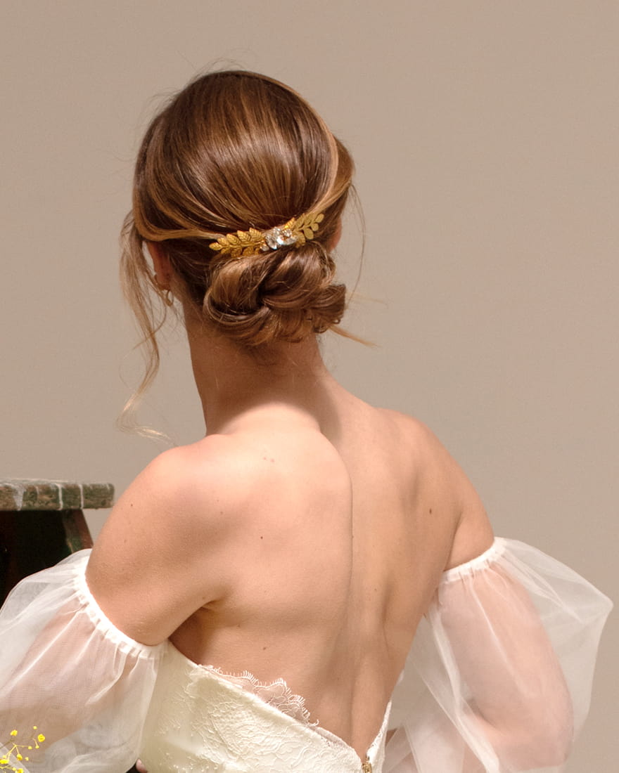 Peigne de mariée cristaux – modèle Justine, création française Atelier Sarah Aime
