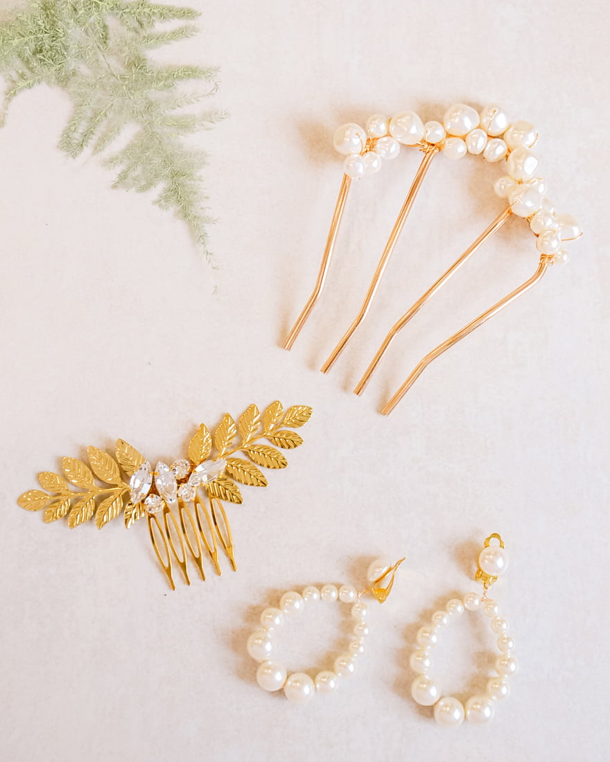 Peigne de mariée cristaux – modèle Justine, création française Atelier Sarah Aime