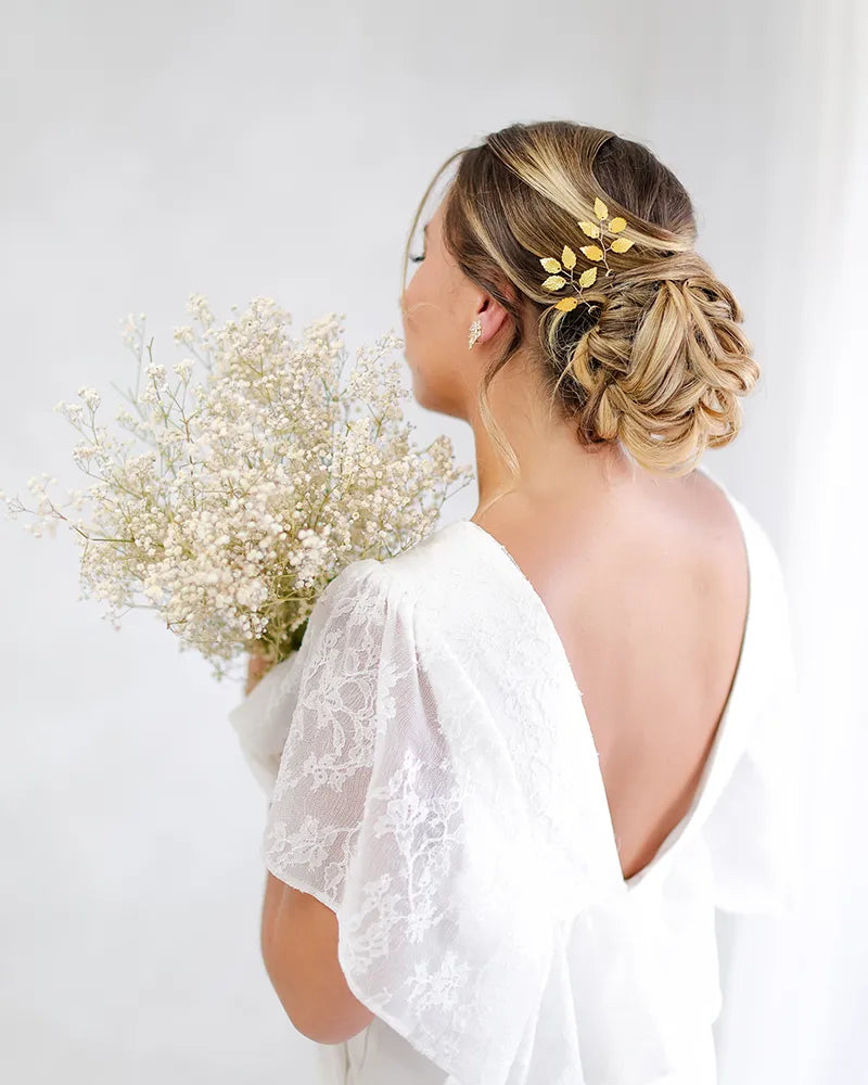 Pics à chignon mariage – modèle Lina x3, création artisanale Atelier Sarah Aime

