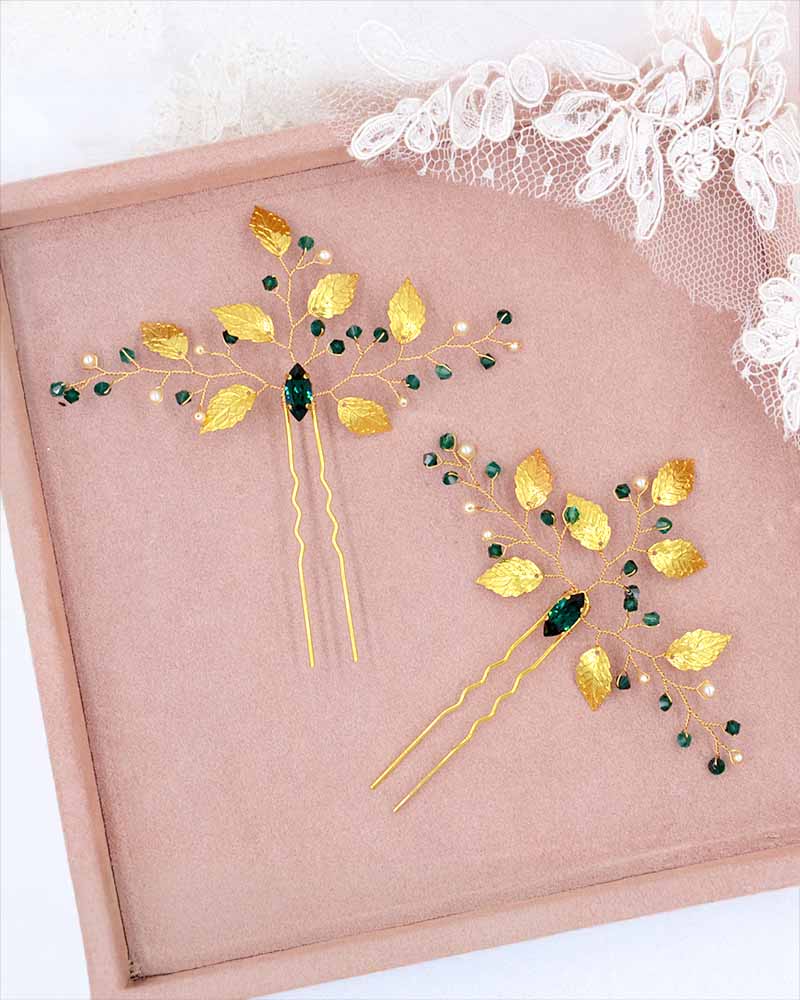 Pics à chignon mariage – modèle Angeline x2, création française Atelier Sarah Aime