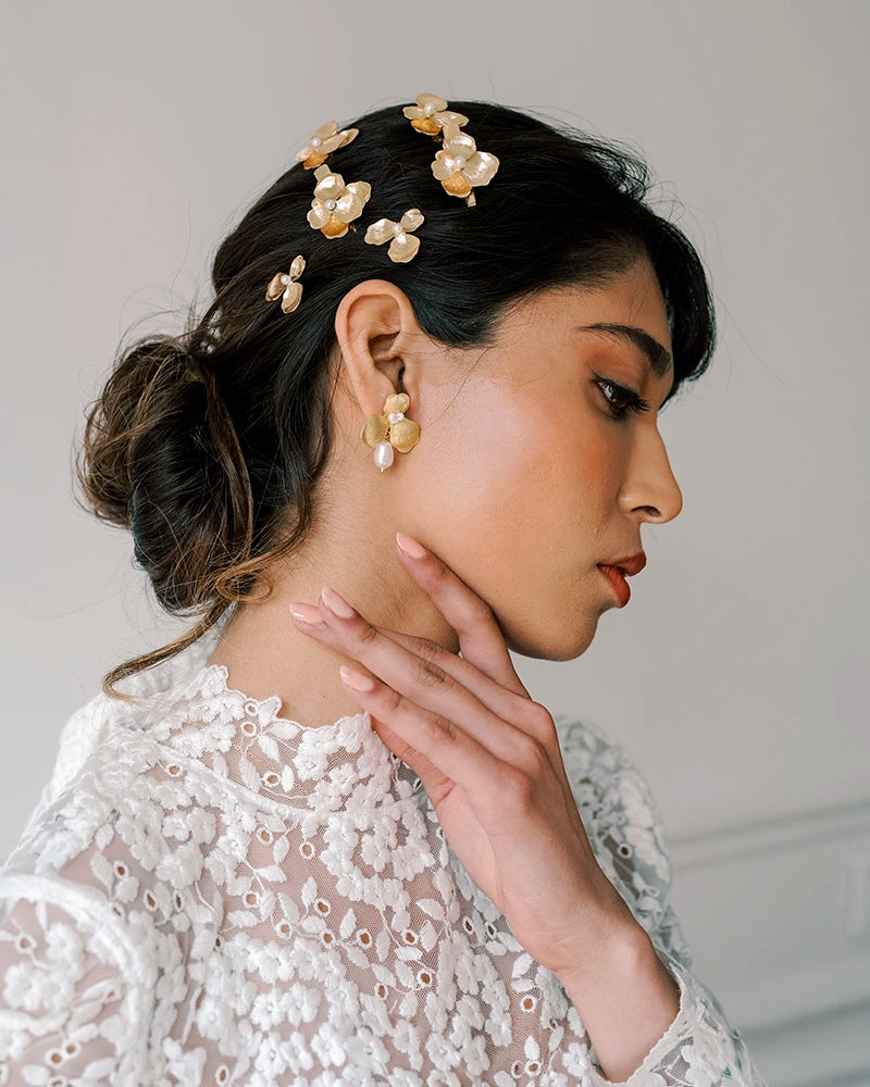 Boucles d'oreilles mariée Céleste – Création française Atelier Sarah Aime
