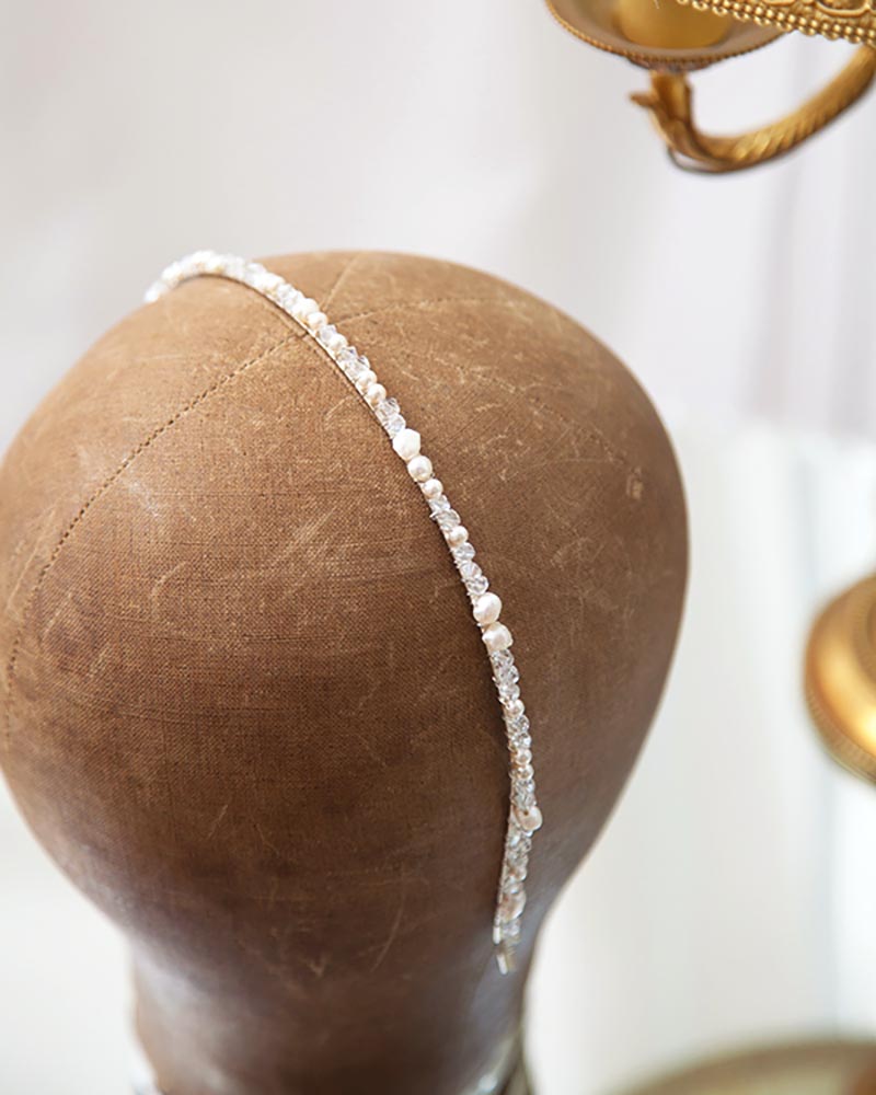 Serre-tête de mariée – modèle Manon, création française Atelier Sarah Aime