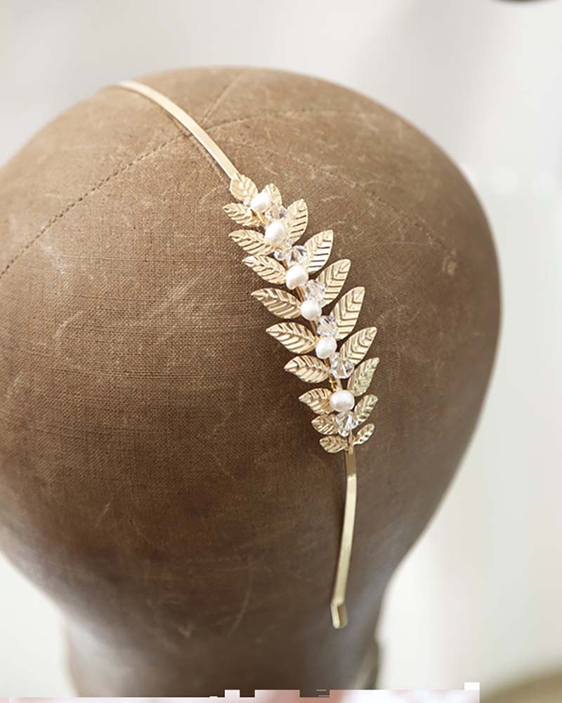 Serre-tête de mariée  doré création française Atelier Sarah Aime