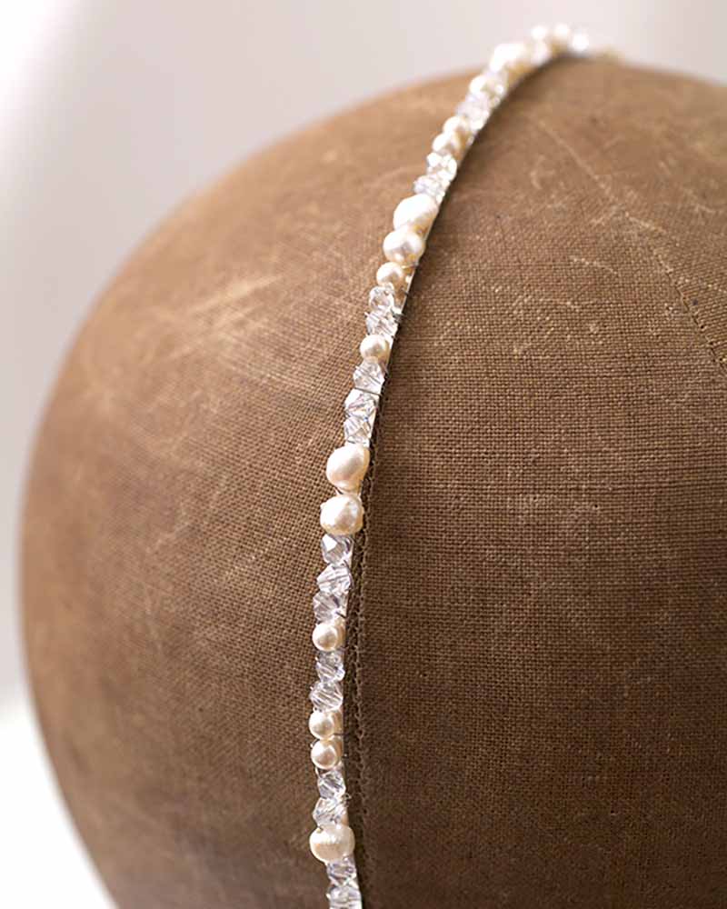 Serre-tête de mariée – modèle Manon, création française Atelier Sarah Aime