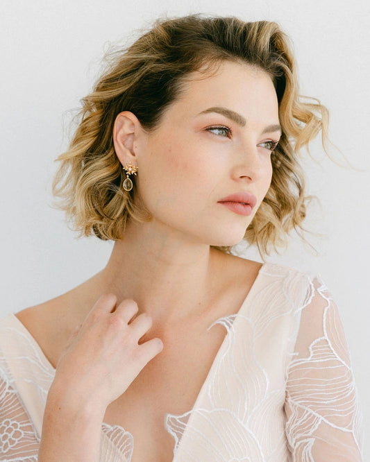 Boucles d'oreilles mariée hiver flocon vivi - Mariage d'hiver